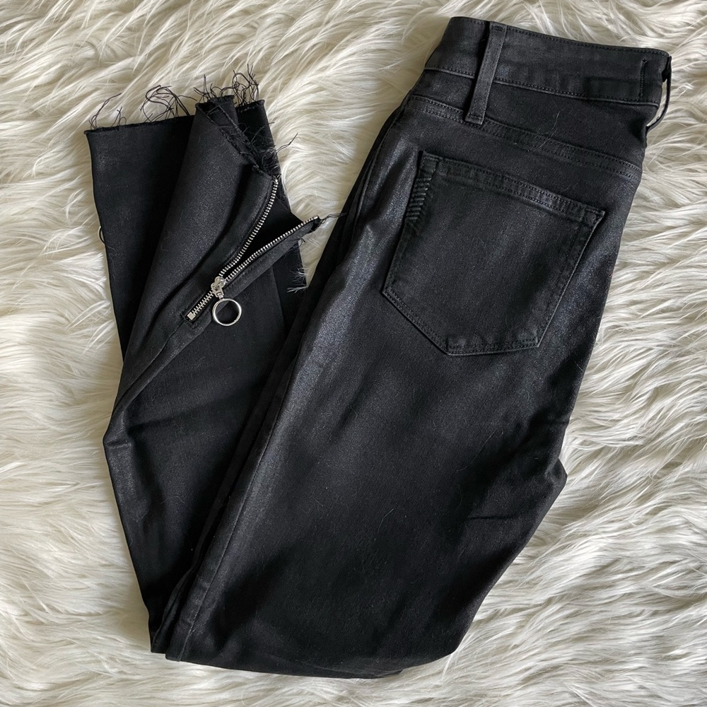 Paige black coated denim w/ ankle zipper Hoxton ankle peg jean